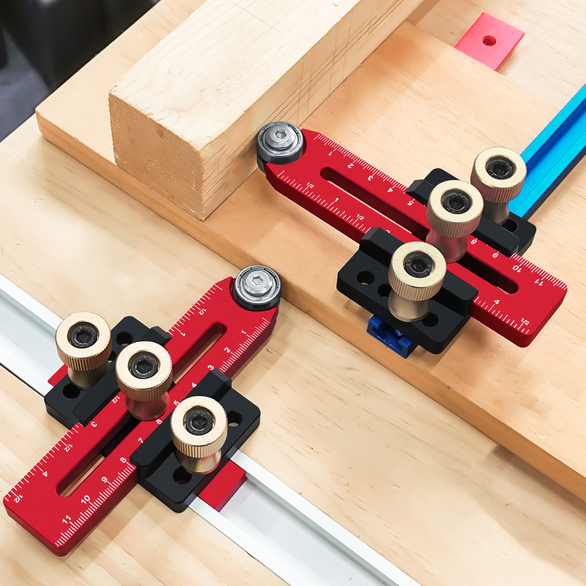 Woodworking Workshop - 薄型リップジグテーブルソージグガイド、2つのガイドベアリング付き伸縮式テーブルジグ、標準マイターストリップカット木工ツール用