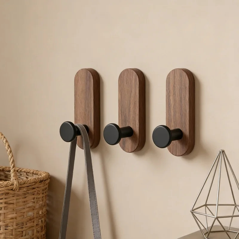 粘着式ウォールナット木製壁掛けフック、コート、タオル、衣類、 - Woodworking Glue のレビューと価格