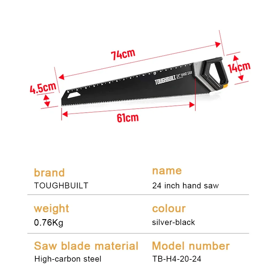 タフビルト 24インチ ハンドソー 600mm 高炭素鋼 樹 - Woodworking Resin のレビューと価格